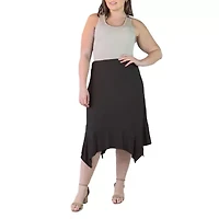 24seven Comfort Apparel Womens Mid Rise Midi Plus A-Line Skirt