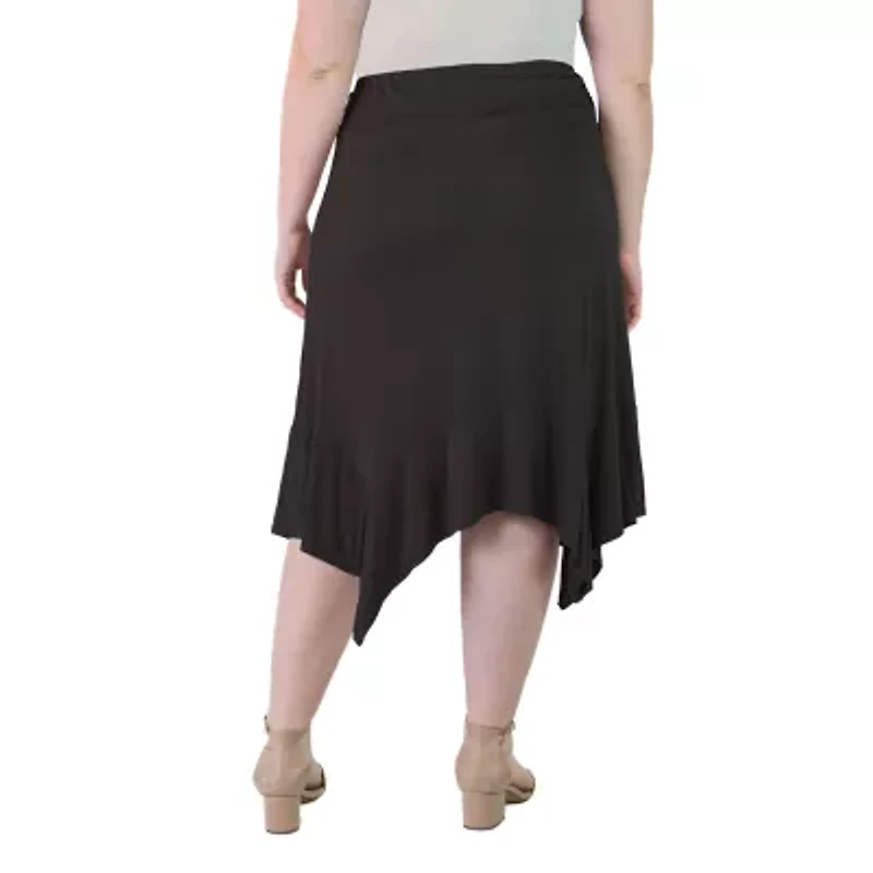 24seven Comfort Apparel Womens Mid Rise Midi Plus A-Line Skirt