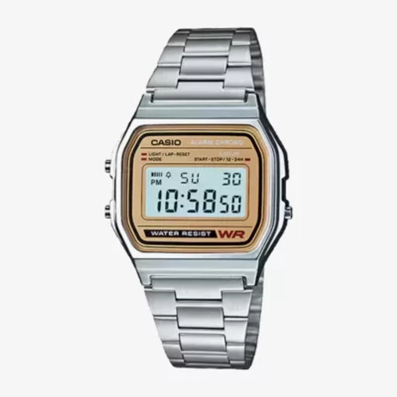 Casio Mens Digital Silver Tone Stainless Steel Bracelet Watch A158wea-9