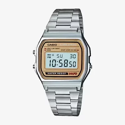 Casio Mens Digital Silver Tone Stainless Steel Bracelet Watch A158wea-9