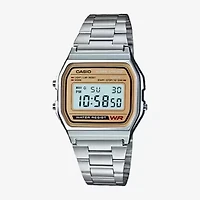 Casio Mens Digital Silver Tone Stainless Steel Bracelet Watch A158wea-9