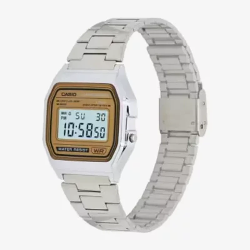 Casio Mens Digital Silver Tone Stainless Steel Bracelet Watch A158wea-9