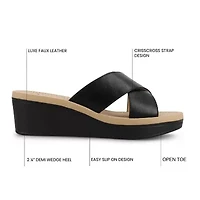 Journee Collection Cloudsteppers Womens Biara Wedge Sandals