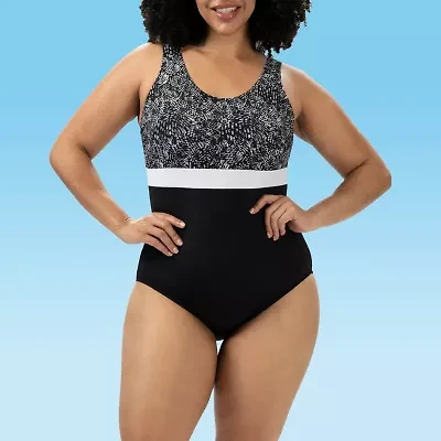 Dolfin Womens Easy-on + Easy-off Striped One Piece Swimsuit