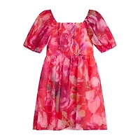 Byer California Big Kid Girls Short Sleeve Puffed A-Line Dress