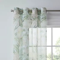 Liz Claiborne Lisette Printed Grommet Top Sheer Single Curtain Panel