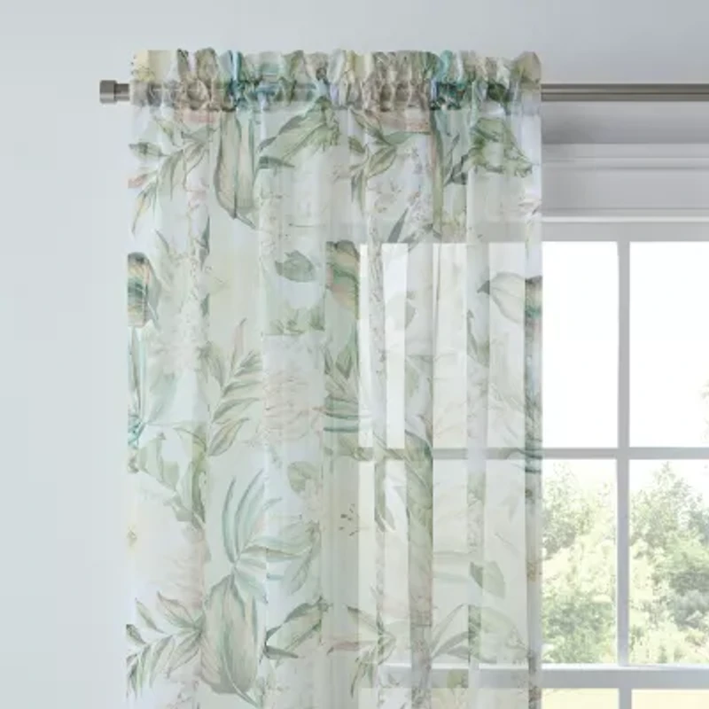 Liz Claiborne Lisette Printed Grommet Top Sheer Single Curtain Panel