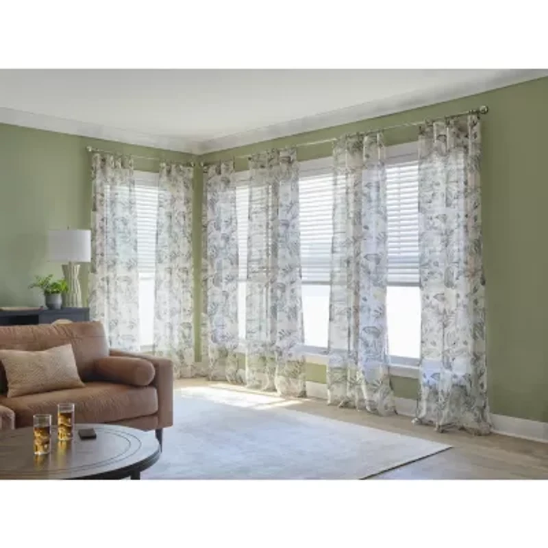 Liz Claiborne Lisette Printed Rod Pocket Sheer Single Curtain Panel