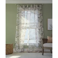 Liz Claiborne Lisette Printed Rod Pocket Sheer Single Curtain Panel