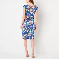 Jessica Howard Womens Sleeveless Floral Sheath Dress