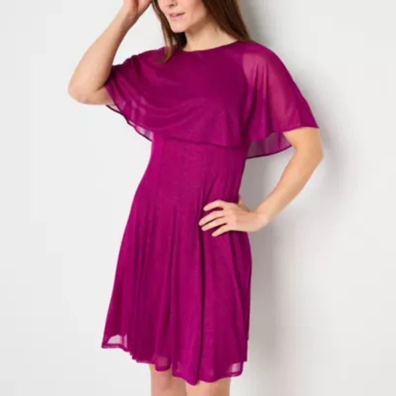 Danny & Nicole Womens Short Sleeve Fit + Flare Dress