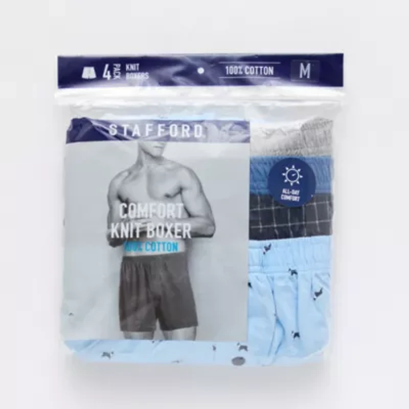 Stafford Cotton Knit Mens 4 Pack Boxers 305939