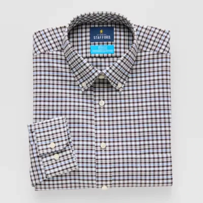 Stafford Coolmax All Season Oxford Mens Slim Fit Long Sleeve Dress Shirt