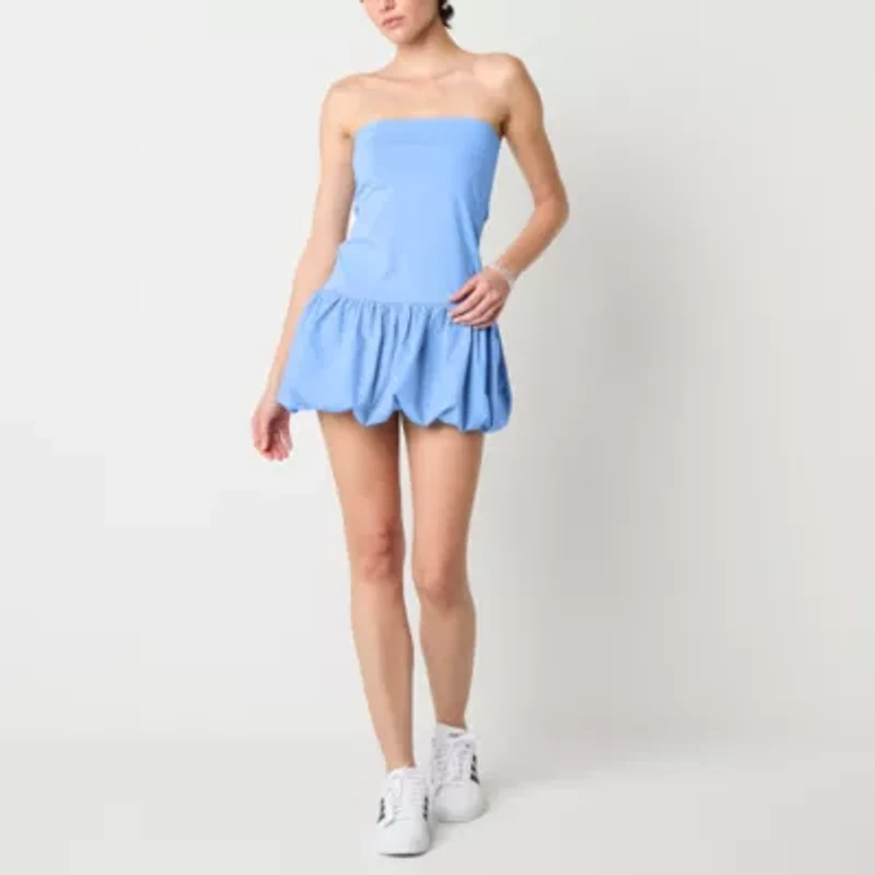 Arizona Bubble Hem Womens Juniors Sleeveless Fit + Flare Dress