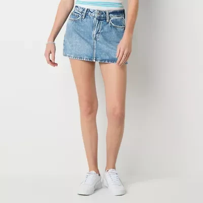 Arizona Womens Mid Rise Denim Skirt Juniors