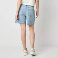 Arizona Womens Mid Rise-Juniors Denim Short