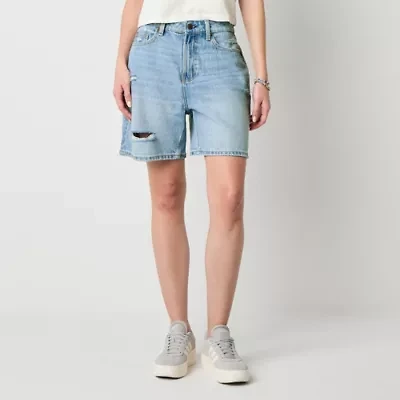 Arizona Womens Mid Rise-Juniors Denim Short