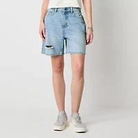 Arizona Womens Mid Rise-Juniors Denim Short