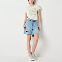 Arizona Womens Mid Rise-Juniors Denim Short