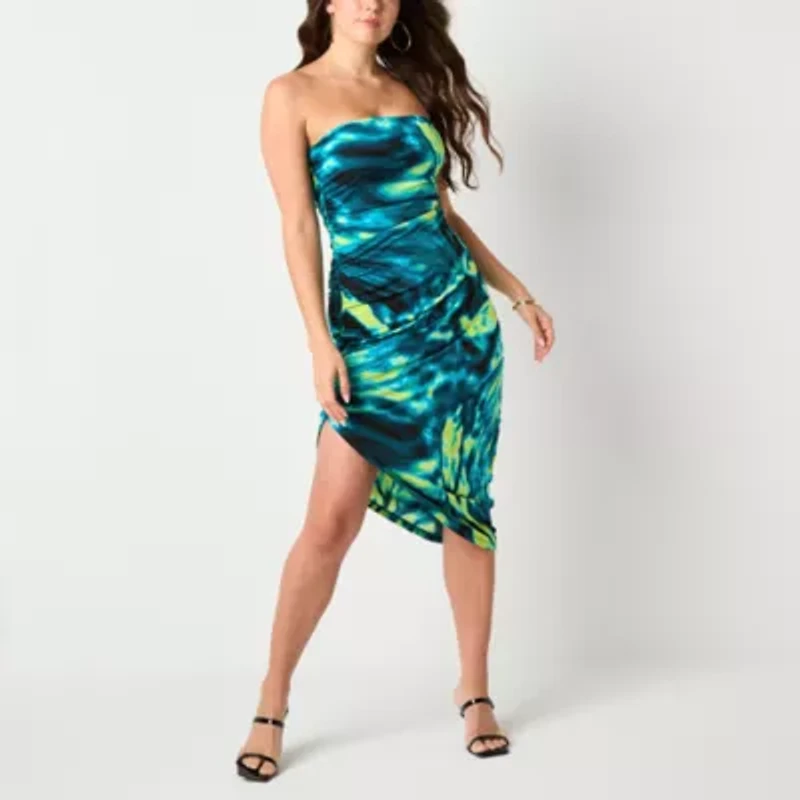 Bold Elements Womens Sleeveless Midi Abstract Bodycon Dress