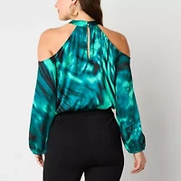 Bold Elements Womens Keyhole Neck Long Sleeve Blouse