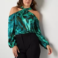 Bold Elements Womens Keyhole Neck Long Sleeve Blouse