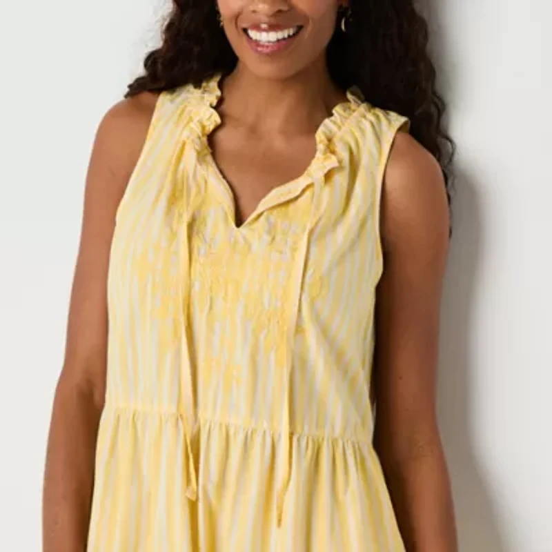 St. John's Bay Womens Sleeveless Striped A-Line Dress