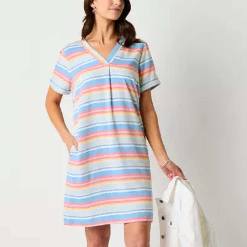 St. John's Bay Womens Short Sleeve Shift Dress