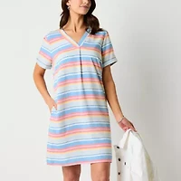 St. John's Bay Womens Short Sleeve Shift Dress