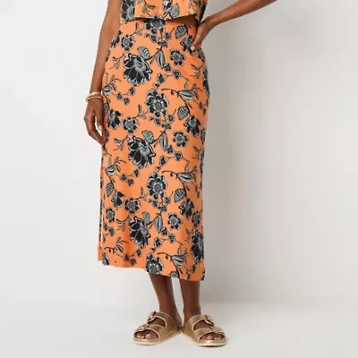 a.n.a Linen Blend Womens Long A-Line Skirt