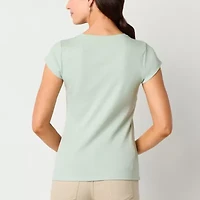 Liz Claiborne Womens V Neck Short Sleeve T-Shirt