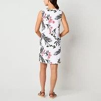 Liz Claiborne Womens Sleeveless Midi Floral A-Line Dress