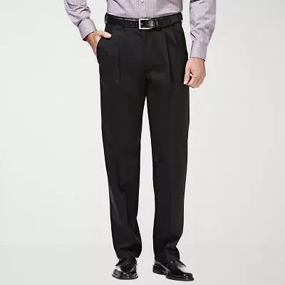 Haggar Premium No Iron Khaki Mens Classic Fit Pleated Pant