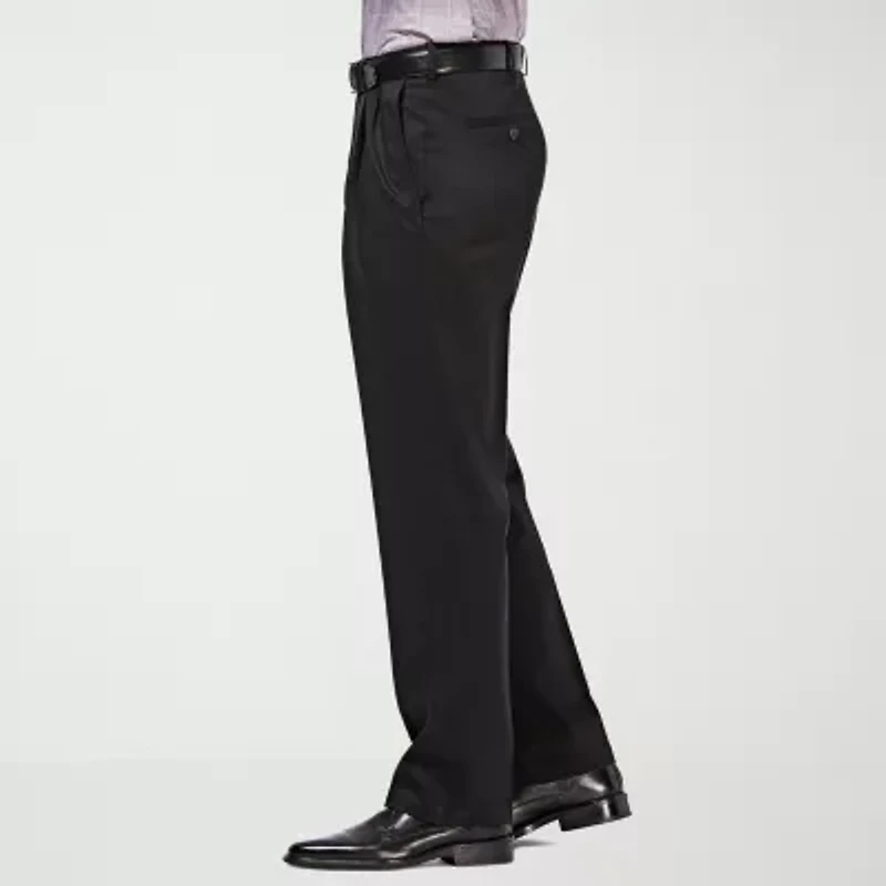 Haggar Premium No Iron Khaki Mens Classic Fit Pleated Pant