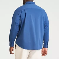 Van Heusen Stain Shield Mens Long Sleeve Regular Fit Stretch Fabric Wrinkle Free Big and Tall Button-Down Shirt