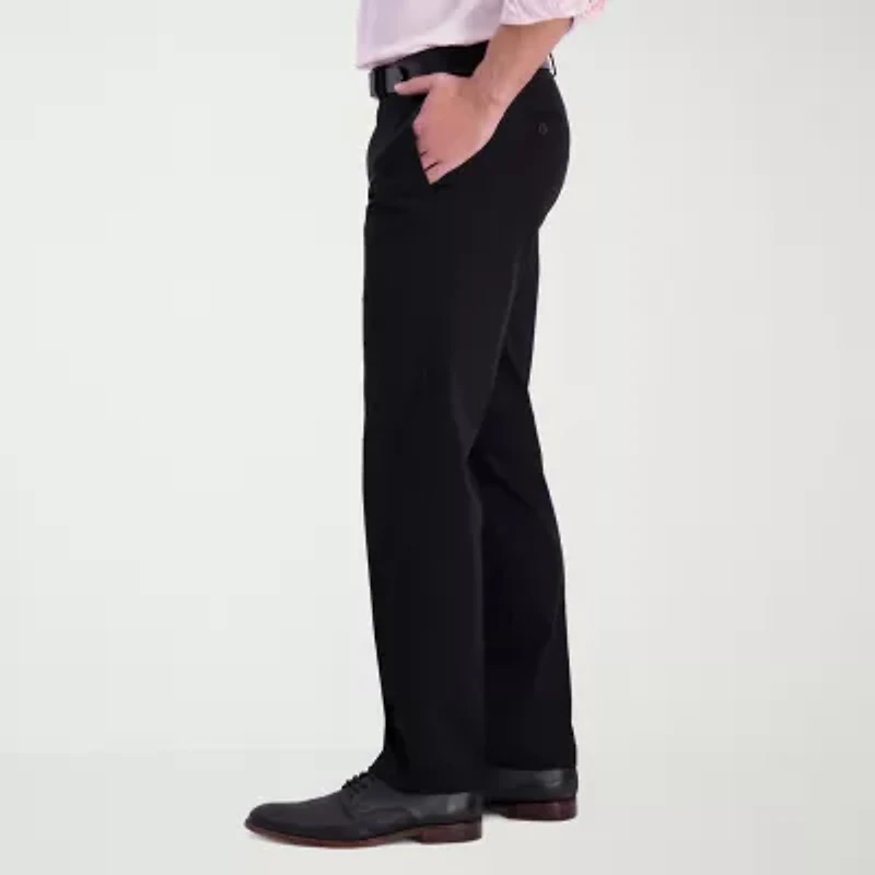 Haggar Iron Free Premium Khaki Mens Comfort Waistband Straight Fit Flat Front Pant