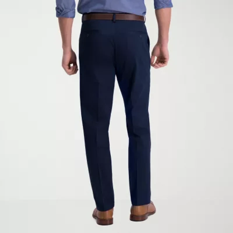 Haggar Iron Free Premium Khaki Mens Comfort Waistband Straight Fit Flat Front Pant