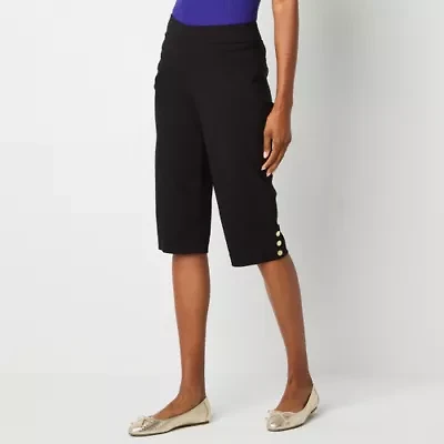 Liz Claiborne Alyssa Womens Adaptive Easy-on + Easy-off Seated Wear Straight Mid Rise Capri Pant