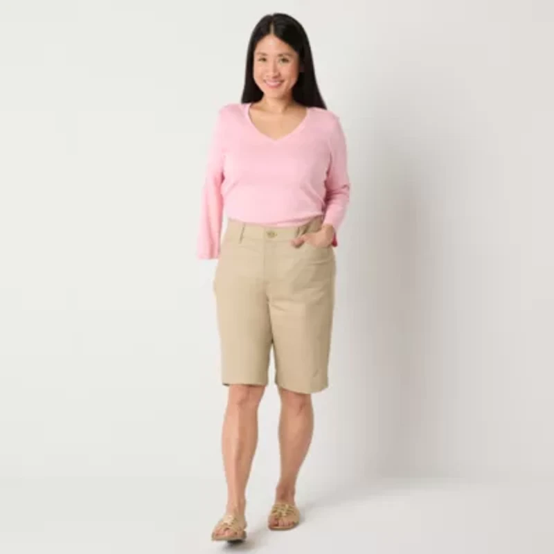 St. John's Bay Womens 11" Mid Rise Adaptive Easy-on + Easy-off Bermuda Short