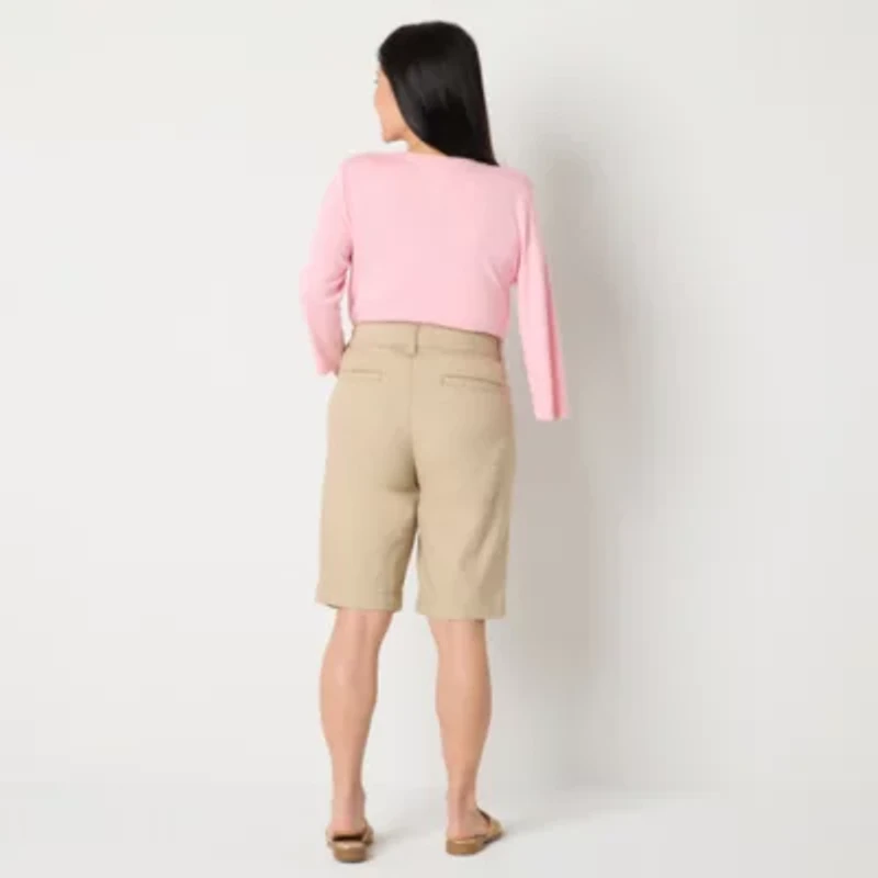 St. John's Bay Womens 11" Mid Rise Adaptive Easy-on + Easy-off Bermuda Short