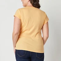 Liz Claiborne Womens V Neck Short Sleeve T-Shirt