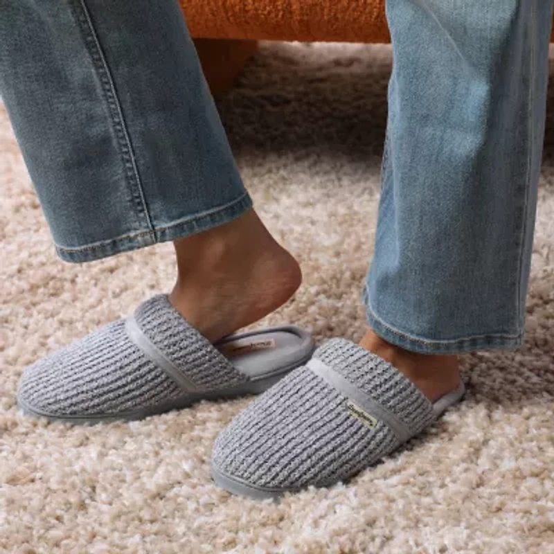 Dearfoams Serena Marled Chenille Scuff Womens Memory Foam Slip-On Slippers