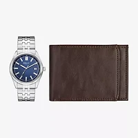 Relic By Fossil Mens Silver Tone 2-pc. Watch Boxed Set Zr97033