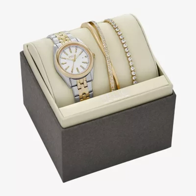 Relic By Fossil Womens Two Tone 3-pc. Watch Boxed Set Zr97030