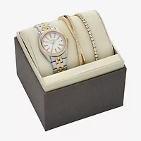 Relic By Fossil Womens Two Tone 3-pc. Watch Boxed Set Zr97030