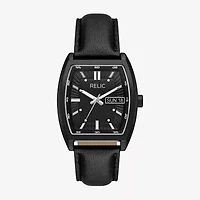Relic By Fossil Mens Black Leather Strap Watch Zr77347