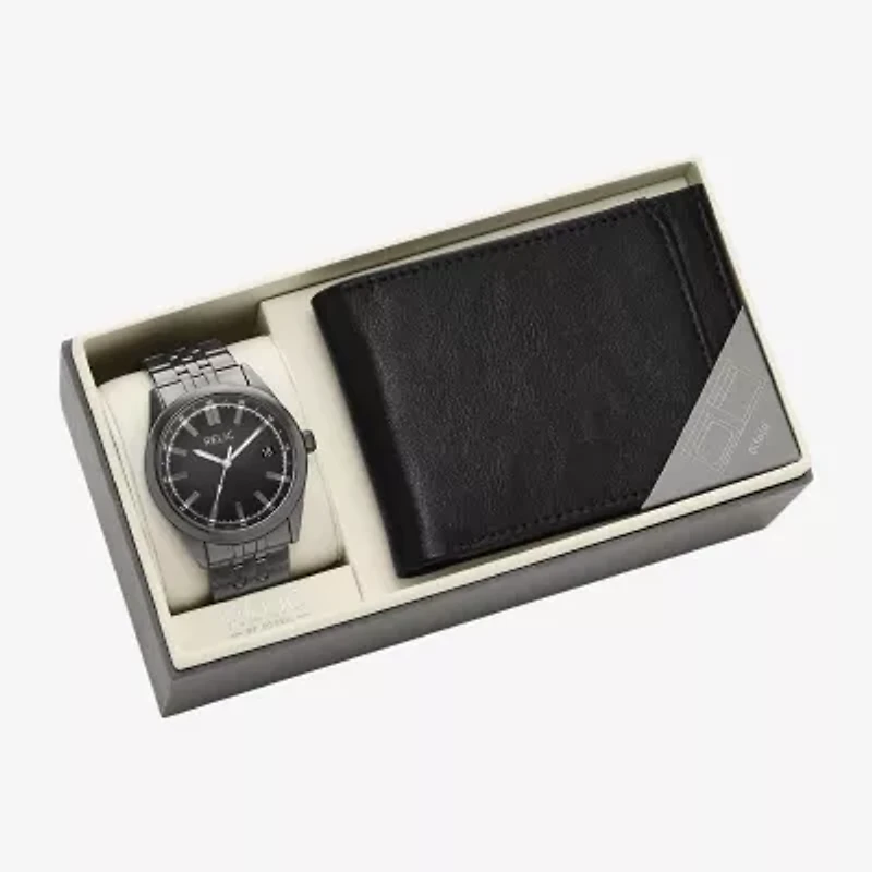 Relic By Fossil Mens Black 2-pc. Watch Boxed Set Zr97032