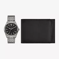 Relic By Fossil Mens Black 2-pc. Watch Boxed Set Zr97032