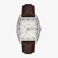 Relic By Fossil Mens Brown Leather Strap Watch Zr77348