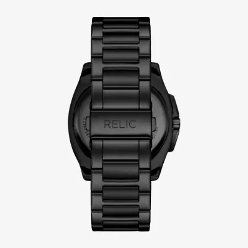 Relic By Fossil Mens Black Stainless Steel Bracelet Watch Zr12676